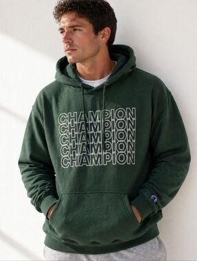 Champion Hoodie 3XL Green Graphic Logo Pullover Oversized Streetwear Heavyweight